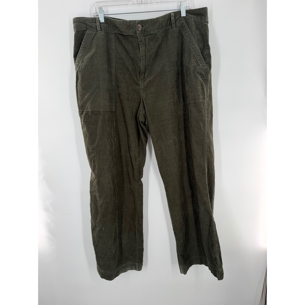 Weatherproof Vintage Olive Green Corduroy Pants Womens 18 Straight Leg Utility